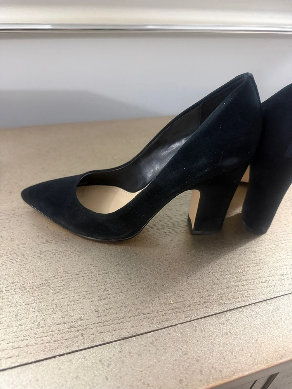 Saks Fifth Avenue Black Suede Pointed-Toe Pumps